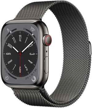 Smartwatch Apple Watch Series 8 GPS + Cellular 45mm Graphite Stainless Steel Case with Graphite Milanese Loop (MNKX3)
