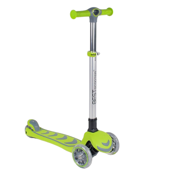 Трехколесный детский самокат складной со светящимися колесами Best Scooter Салатовый