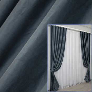 Комплект штор VR-Textil з тканини оксамит Kadife Колір темно-синій 1.5х2.75м х 2 шт (30-948T)
