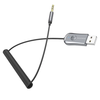 Bluetooth-адаптер Borofone BC44 Bluetooth Car Receiver Aux with Mic Space Gray