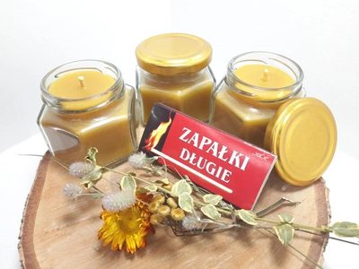 Набор свечей из натурального пчелиного воска в стеклянной баночке Zigrivay 3шт (6,5х5,5см)(10008)