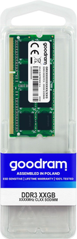 Оперативна пам'ять Goodram SO-DIMM DDR3-1333 4096MB PC3-10600 (GR1333S364L9S/4G)