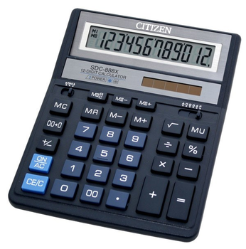 Калькулятор електронний Citizen 12-розрядний Синій (SDC-888 XBL)