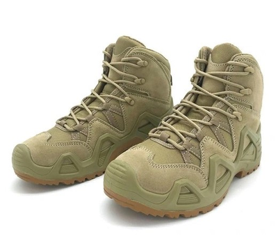 Водонепроникні шкіряні чоловічі черевики професійне армійське взуття для складних умов максимальний захист і комфорт Хакі 40 розмір (Alop)