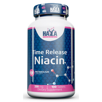 Ніацин (вітамін В3) Haya Labs Niacin Time Release 250 mg 100 tabв упаковці (VMD-1206892)