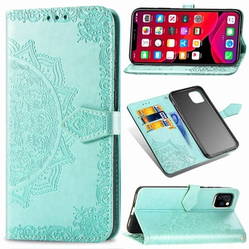 Чехол Vintage для Iphone 12 Pro Max книжка кожа PU с визитницей бирюзовый
