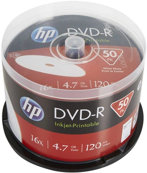 НР DVD-R 4.7GB 16X IJ PRINT 50 шт (69317 /DME00025WIP-3)