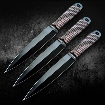 Ножі метальні комплект 3 в 1 з паракордовою рукояттю GW 2998