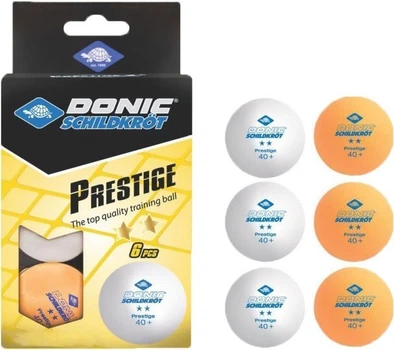 Мячи Donic Prestige 2* 40+ 6шт white+orange 608523