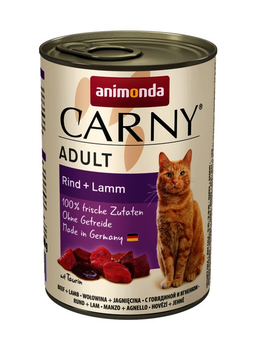 Вологий корм для кішок Animonda Carny Adult з яловичиною та ягням 400 г (4017721837217)