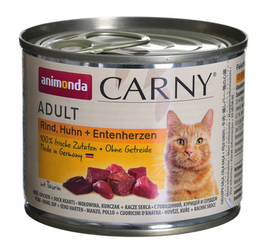 Вологий корм для кішок Animonda Carny Adult з яловичиною, куркою і качкою 200 г (4017721837064)