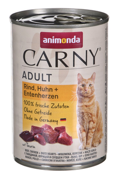 Вологий корм для кішок Animonda Carny Adult з яловичиною, куркою і качкою 400 г (4017721837224)