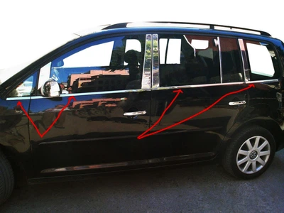 Нержавеющая окантовка стекол OmsaLine (8 шт) для Volkswagen Touran 2003-2010 годов