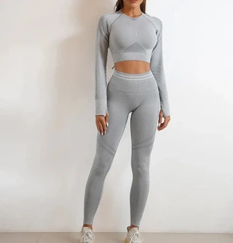 Жіночий костюм для фітнесу Whatiwear з утяжкою та ефектом Push Up (Пуш Ап) сірий S (1350-gray-S)