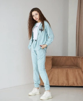 Костюм кофта штани футболка MiChell 5326 замша бірюзовий 152