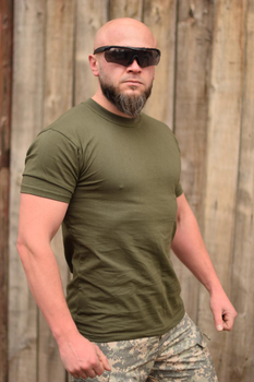 Тактична чоловіча футболка 58 розмір 4XL військова армійська бавовняна футболка колір олива хакі для ЗСУ 58-108