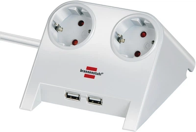 Przedłużacz Brennenstuhl Desktop-Power pulpit 2 gniazda 2 porty USB 1.8 m White (1153520222)