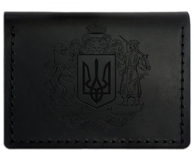 Портмоне - Обкладинка для автодокументів Герб України ( 4 віконця для прав, ID паспорта, пропуску) - Чорний (nas150404-UA)
