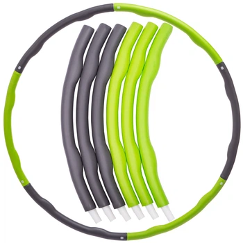 Обруч складань Хула Хуп Hula Hoop двоколірний м'який SP- (EVA, 6 секцій, d-100см, вага-1,5кг) (K610_Сірий-салатовий)