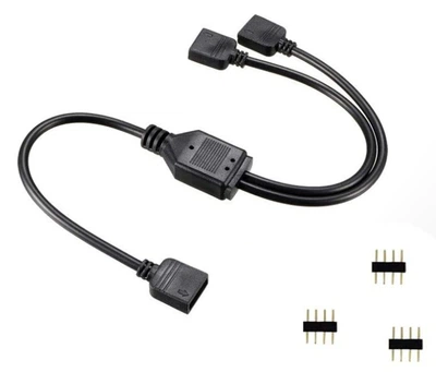 Кабель Спліттер 12V 4PIN RGB LED Strip Connector 1 -> 2 подовжувач перехідник 30см (788225944) Чорний