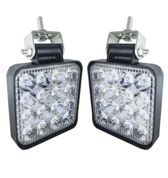 Комплект светодиодных фар ближнего света , заднего хода 12-24V 48W 6000K (10х8,5см) LED (лэд) фары квадратные на авто, трактор, мото.
