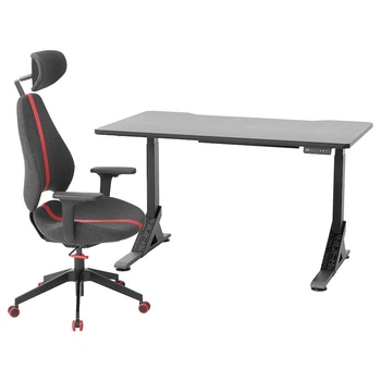 Ігровий стіл з кріслом IKEA UPPSPEL / GRUPPSPEL 140x80 см чорний/сірий (294.410.36)