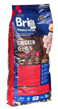 Sucha karma dla dorosłych psów dużych ras Brit Premium Adult L o smaku kurczaka 15 kg (8595602526468)