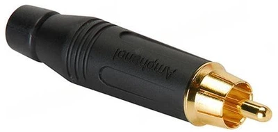 Разъем RCA кабельный штекер пайка на кабель Ø 3.0 - 6.5 мм цвет черный AMPHENOL ACPR-BLK