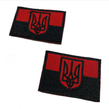 Шеврон на липучках Флаг с гербом красный с черным ВСУ (ЗСУ) 20222218 10027 6,5х4,5 см