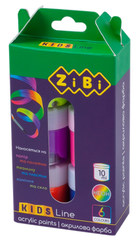 Акрил 6кол. ZiBi KIDS Line 6661 10мл, неон (24) /ZB.6661/ АКЦІЯ!