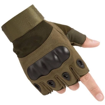 Тактичні рукавички Oakley відкриті Олива, безпалі армійські рукавички розмір L