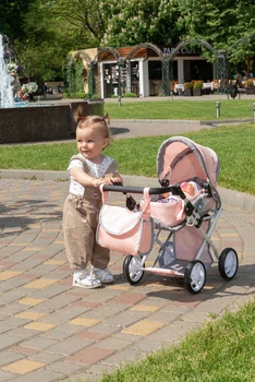 Коляска для кукли CARRELLO UNICO 9346 PINK із сумкою
