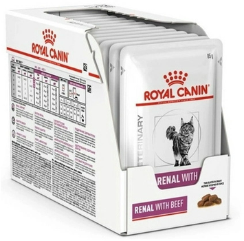 Mokra karma dla kotów z problemami nerek ROYAL CANIN Vet Renal z wołowiną - saszetki 12x85g (9003579000489)