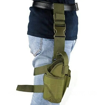 Кобура сумка набедренная на ногу армейская военная тактическая регулируемый размер с отделением для магазина 42х11 см (474292-Prob) Олива