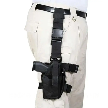 Кобура сумка набедренная на ногу армейская военная тактическая регулируемый размер с отделением для магазина 42х11 см (474290-Prob) Черная