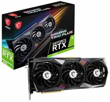 Видеокарта GeForce RTX 3060, MSI, GAMING TRIO PLUS (Limited Hash Rate), 12Gb GDDR6, 192-bit, HDMI/3xDP, 1777/15000 MHz, 2x8-pin (RTX 3060 GAMING TRIO PLUS 12G)