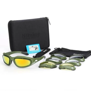 Тактические защитные стрелковые очки с поляризацией Daisy c5 олива + 4 комплекта линз