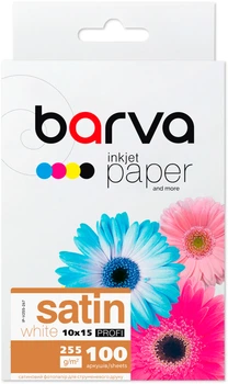 Фотопапір Barva Profi Білий Сатин 10x15 см 255 г/м2 100 арк (IP-V255-267)