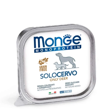 Корм Monge Monoprotein Dog Solo Deer влажный монопротеиновый с олениной для собак всех пород 150 гр