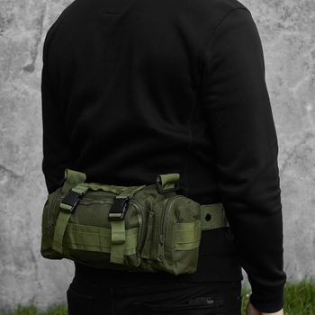 Тактична сумка поясна військова нагрудна з ременем через плече 5 літрів Хакі