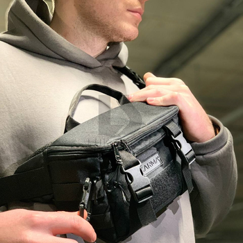 Чоловіча нагрудна сумка крос-боді через плече KARMA ® Shoulder bag чорна (NSK-503-1)