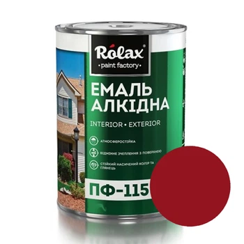 Эмаль алкидная Rolax ПФ-115 №524 красная глянцевая 0.9 кг