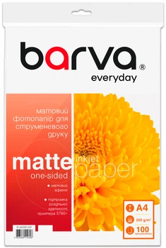 Фотопапір Barva Everyday Матовий A4 220 г/м2 100 арк (IP-AE220-207)