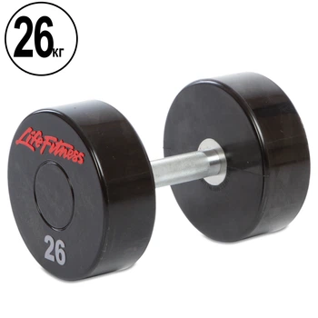 Гантель цільна професійна LIFE FITNESS (1шт) Pro 26кг (поліуретанове покриття, вага 26кг) (SC-80081-26)