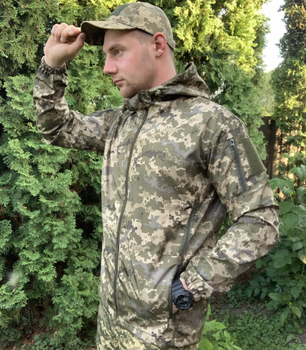 Куртка летняя влагоустойчивая с капюшоном пиксель soft-shell, Куртка пиксель,Тактическая военная ветровка ВСУ 54р.