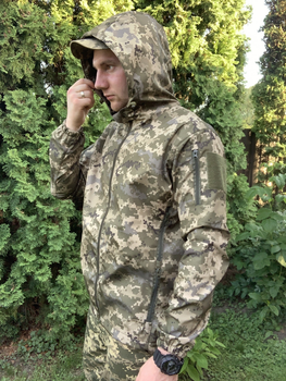 Куртка летняя влагоустойчивая с капюшоном пиксель soft-shell, Куртка пиксель,Тактическая военная ветровка ВСУ 50р.