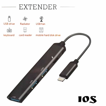Перехідник Extender SX-38 4in1 Apple Lightning converter (Lightning + USB3.0) Black