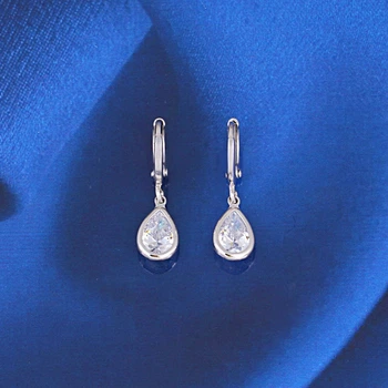 Серьги с цирконами X22300 2,6см*7мм Белый