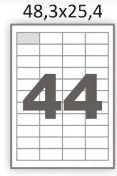 Этикетки самоклеящиеся 48×25мм - 44 шт на листе А4 (100 л./4400 этикеток) Бумага самоклеющаяся Crystal 16.7088
