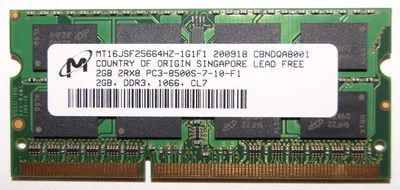 Пам'ять MICRON 2GB SO-DIMM DDR3 1066 MHz (MT16JSF25664HZ-1G1F1)